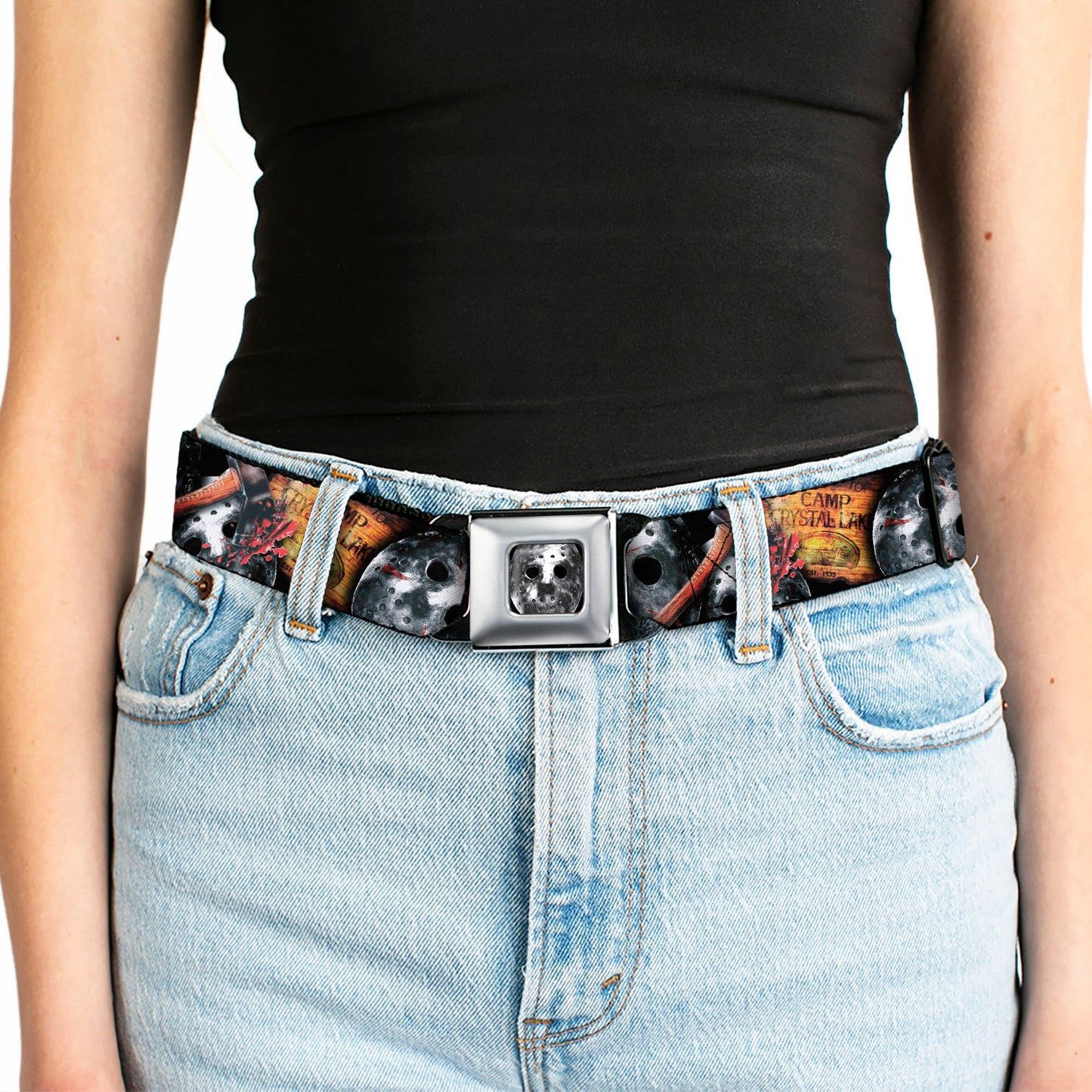 Friday The 13th Jason Mask Camp Crystal Seatbelt Belt