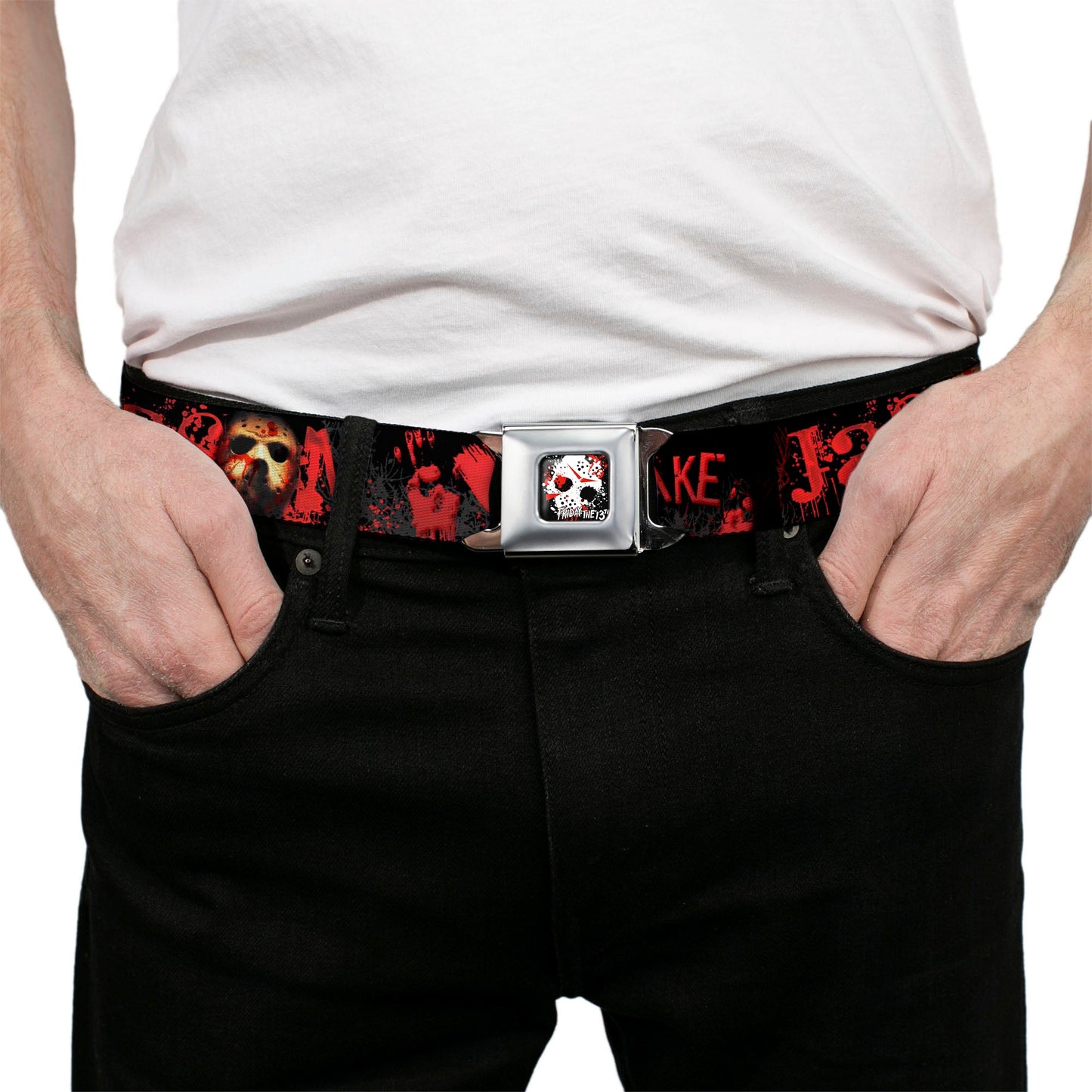 Friday The 13th Jason Mask 5 Hand Prints Seatbelt Belt
