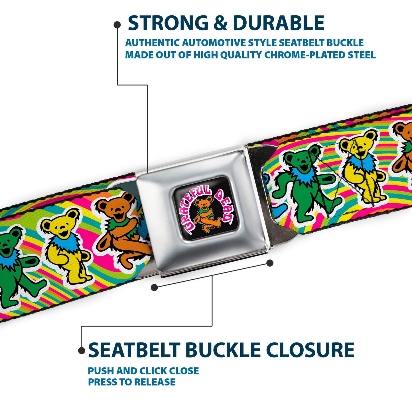 Grateful Dead Dancing Bear Seatbelt Belt