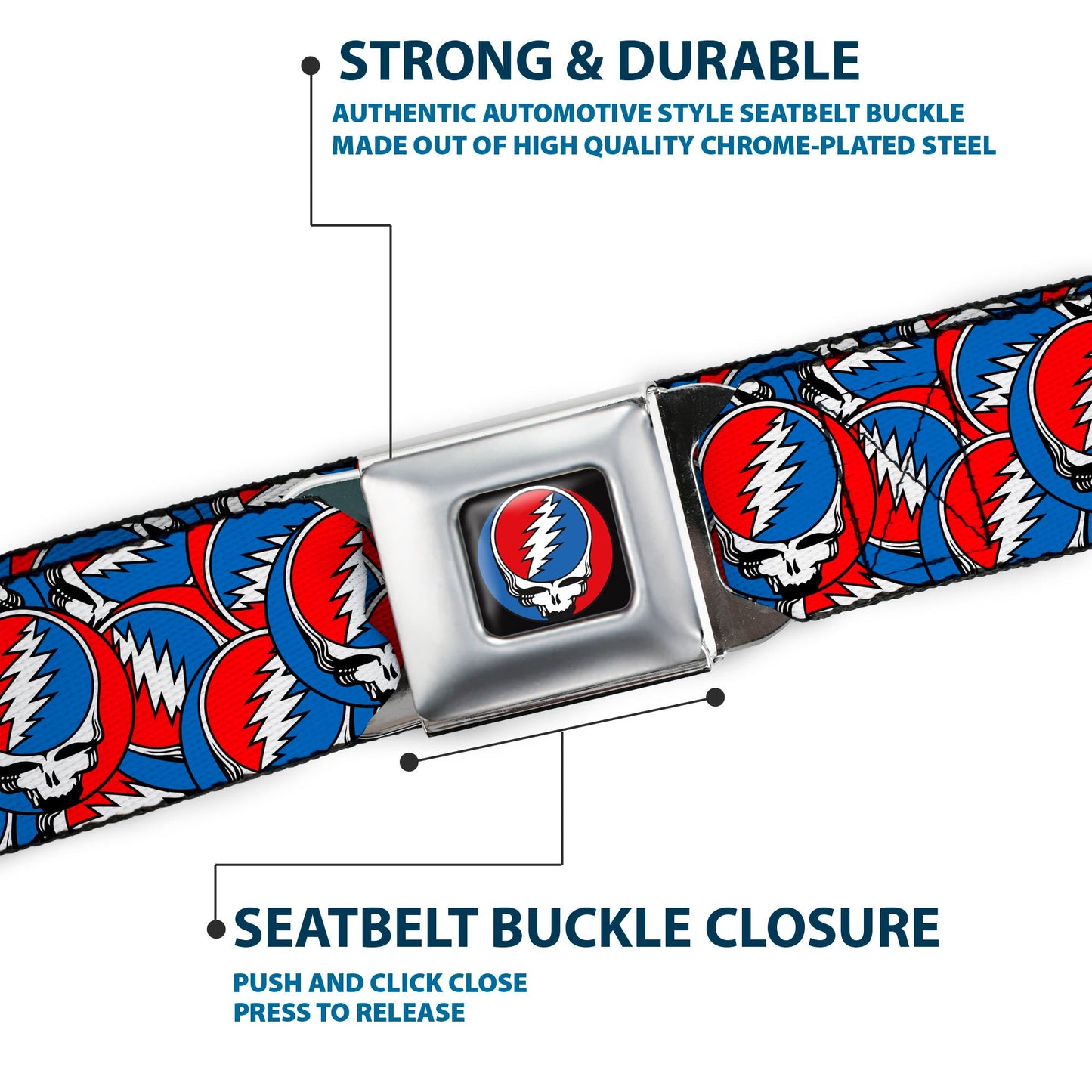 Grateful Dead Steal Your Face Logo Seatbelt Belt