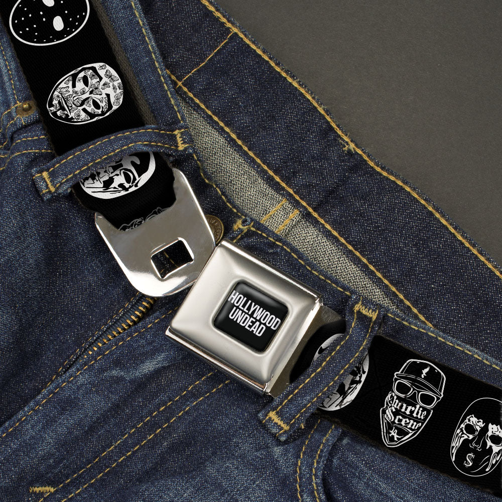 Hollywood Undead Mask Icons Scattered Seatbelt Belt