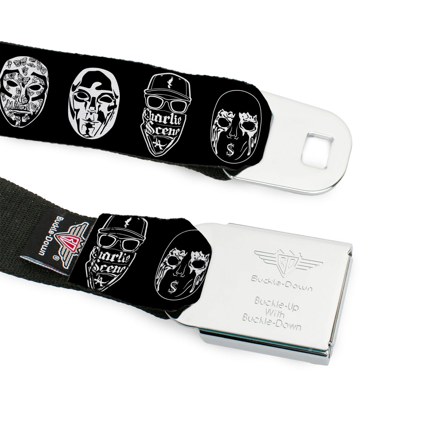 Hollywood Undead Mask Icons Scattered Seatbelt Belt
