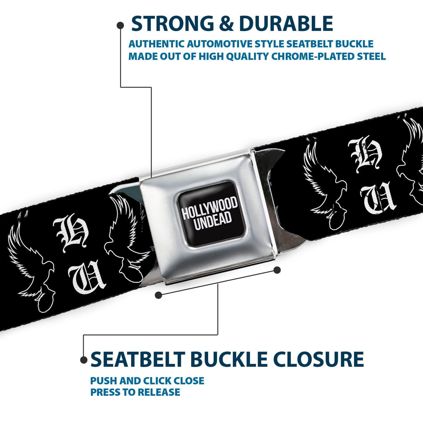 Hollywood Undead HU Shatter Dove & Grenade Seatbelt Belt