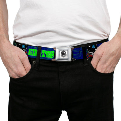 Grateful Dead Space Your Face Silver Black Seatbelt Belt