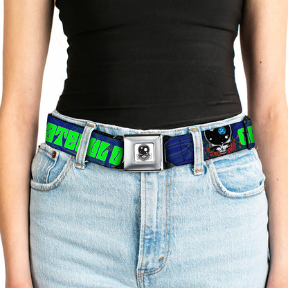 Grateful Dead Space Your Face Silver Black Seatbelt Belt