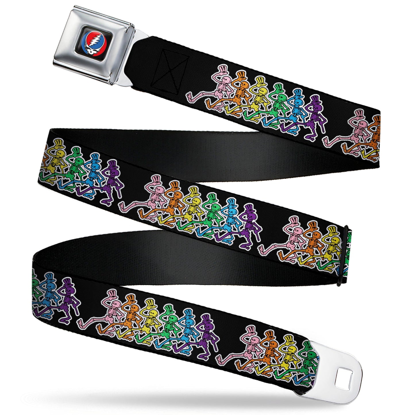 Grateful Dead Dancing Skeletons Black Seatbelt Belt