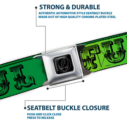 Grateful Dead Skull and Roses Rainbow Seatbelt Belt