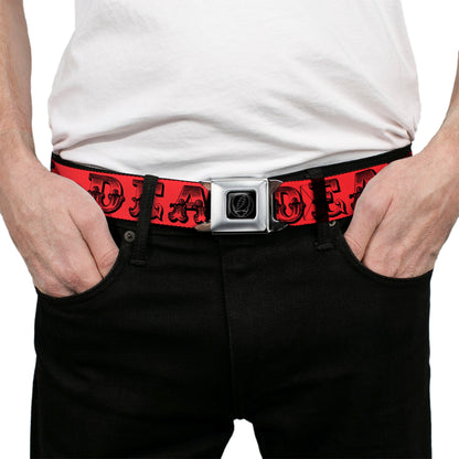 Grateful Dead Text With Skull and Roses Red Belt