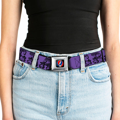 Grateful Dead Text With Skull and Roses Belt
