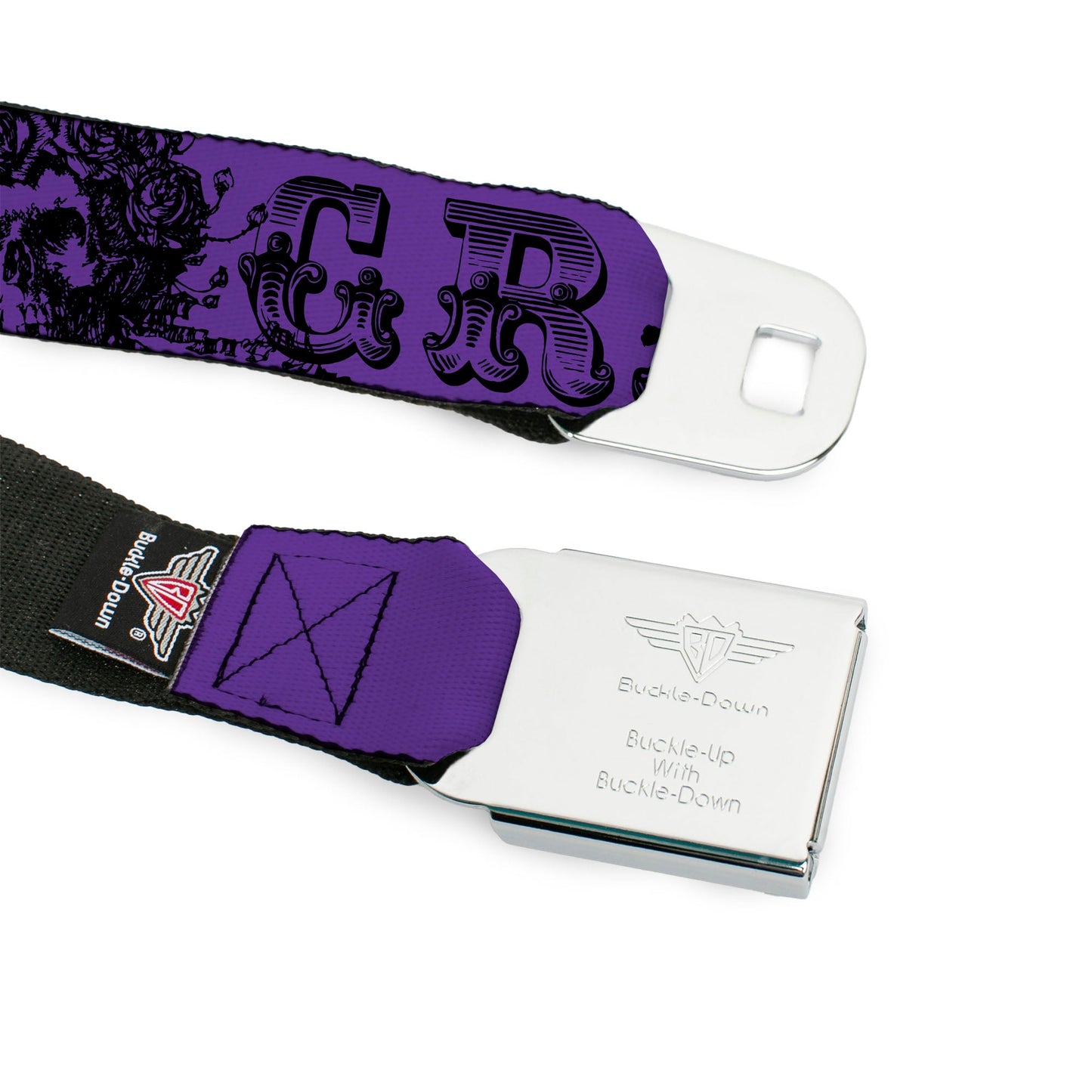 Grateful Dead Text With Skull and Roses Belt