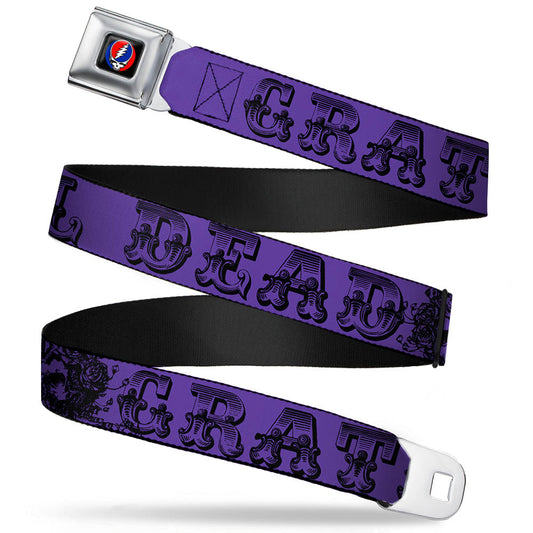 Grateful Dead Text With Skull and Roses Belt