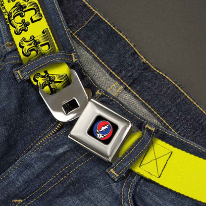 Grateful Dead Text with Skull and Roses Seatbelt Belt