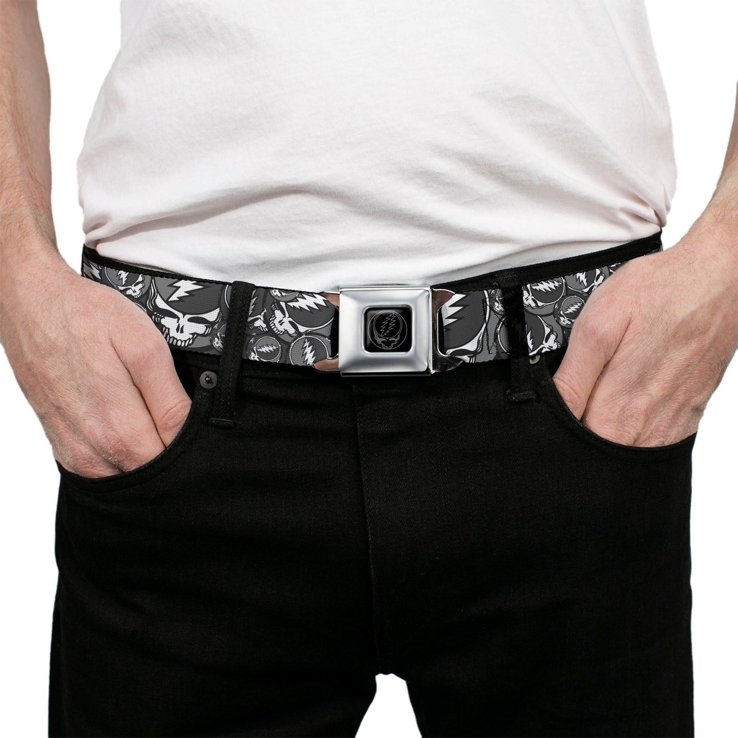 Grateful Dead Steal Your Face Grey Seatbelt Belt