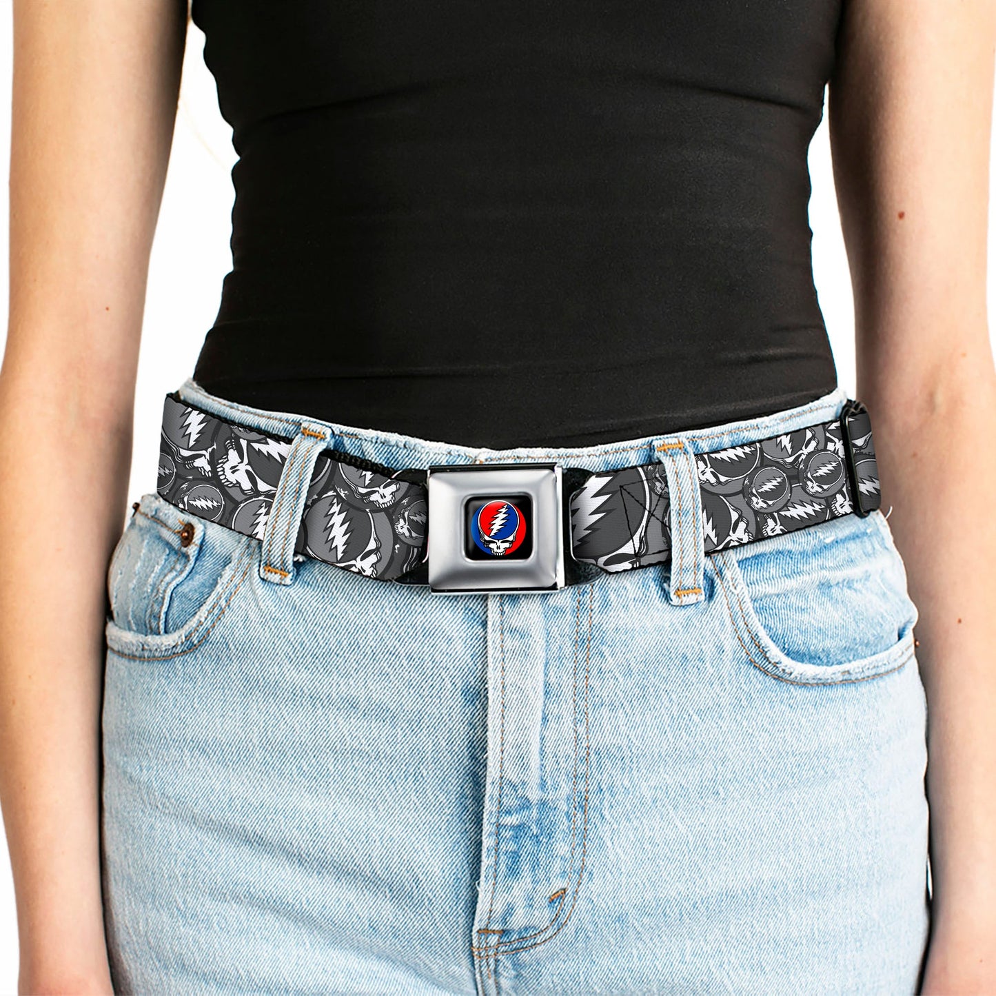 Grateful Dead Steal Your Face Grey Seatbelt Belt