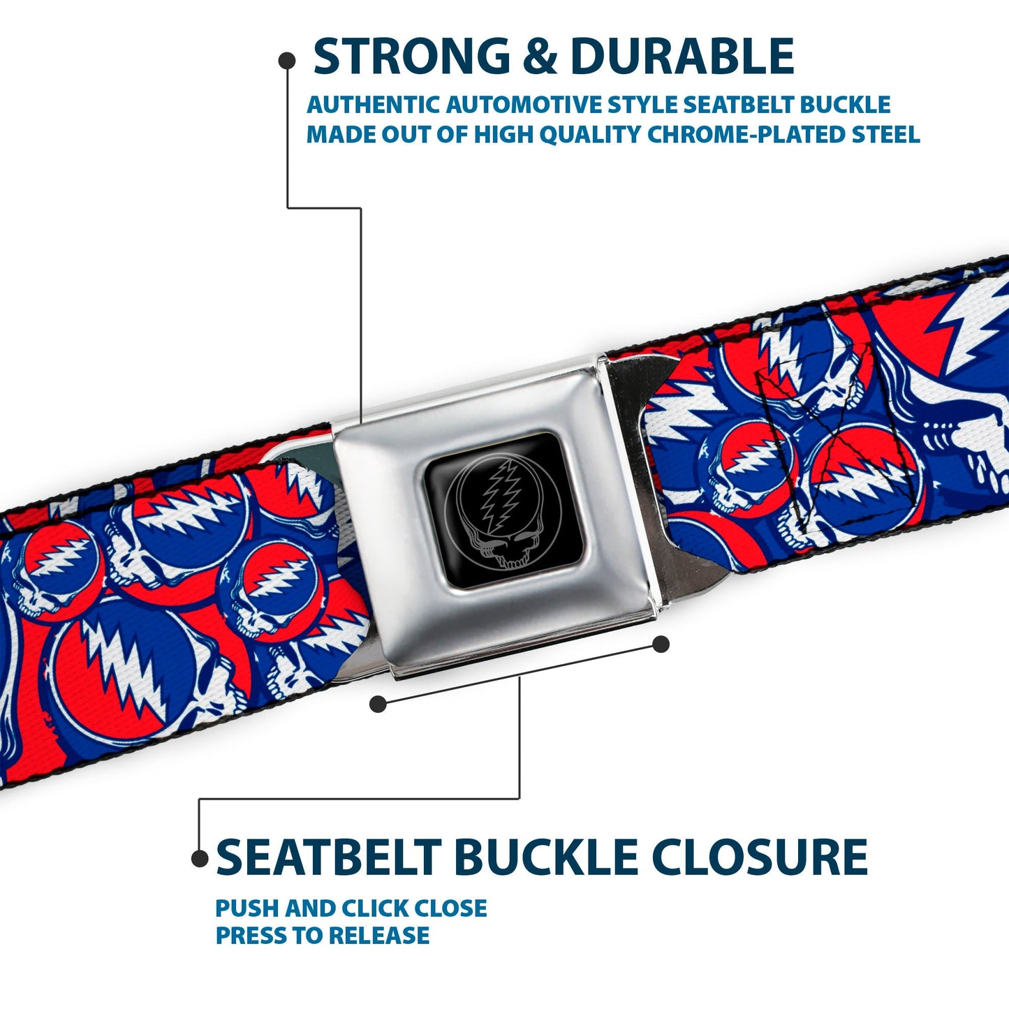 Grateful Dead Steal Your Face Stacked  Seatbelt Belt
