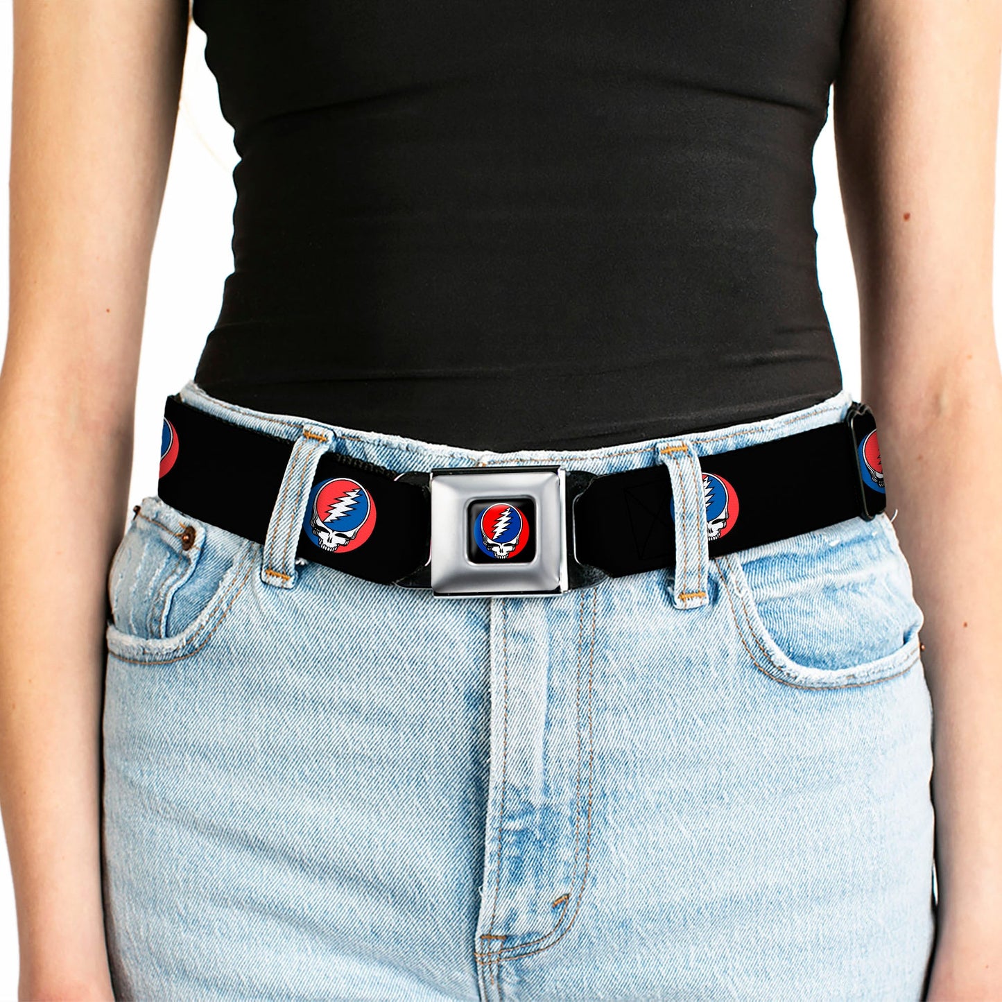 Grateful Dead Steal Your Face Black Seatbelt Belt