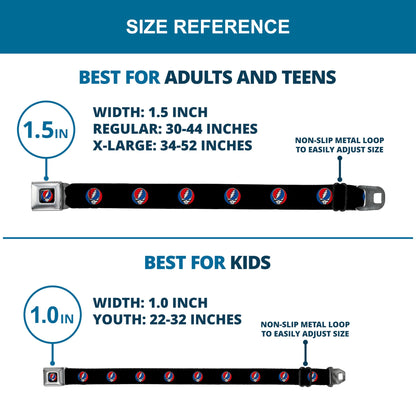 Grateful Dead Steal Your Face Black Seatbelt Belt