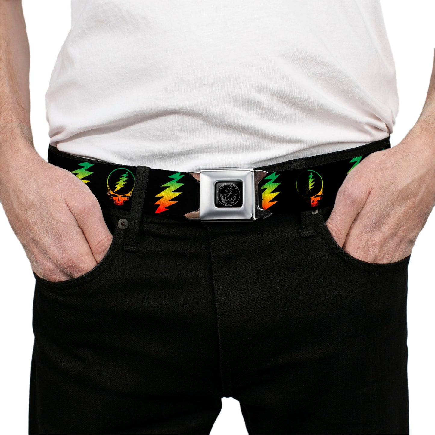 Grateful Dead Steal Your Face Black Seatbelt Belt