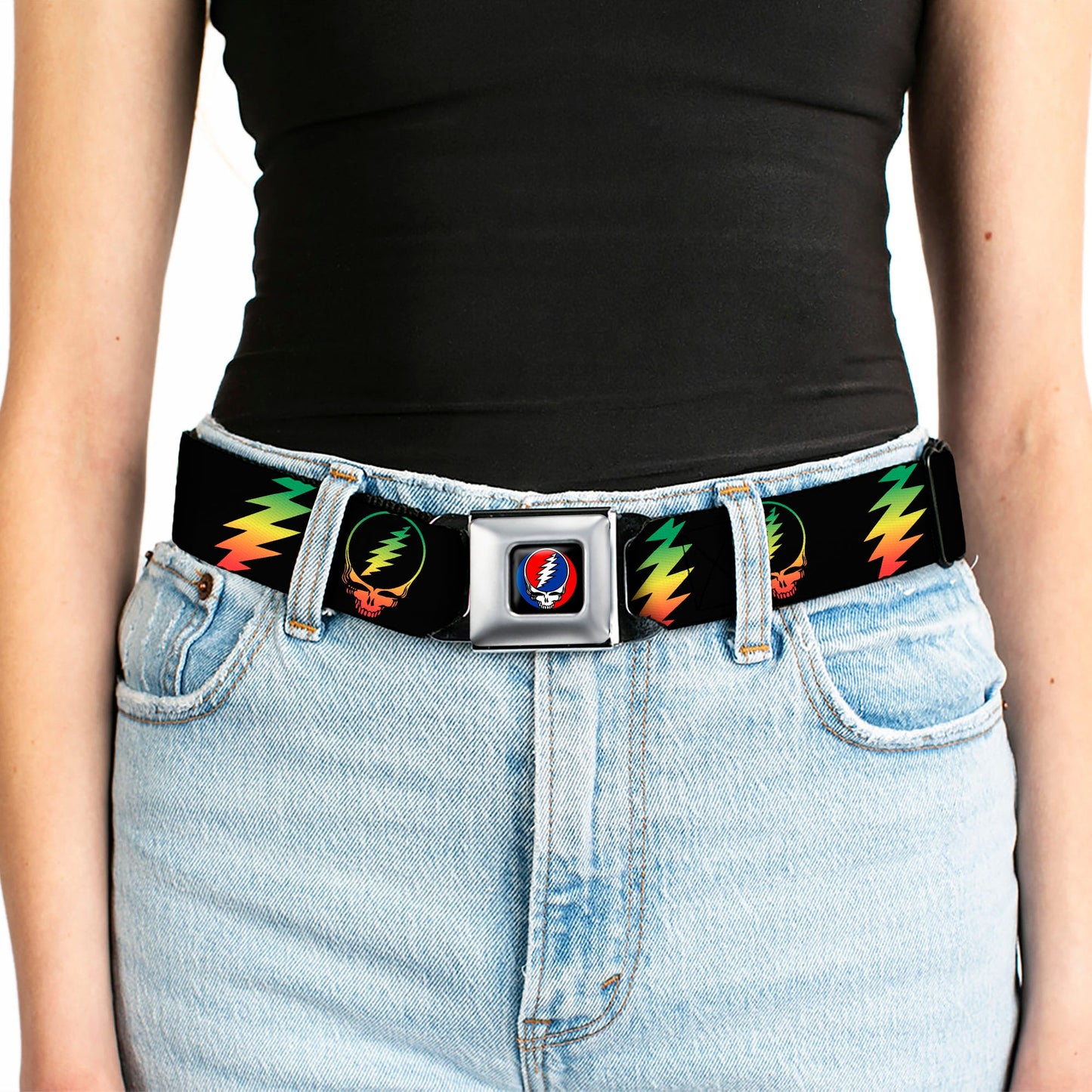 Grateful Dead Steal Your Face Black Seatbelt Belt