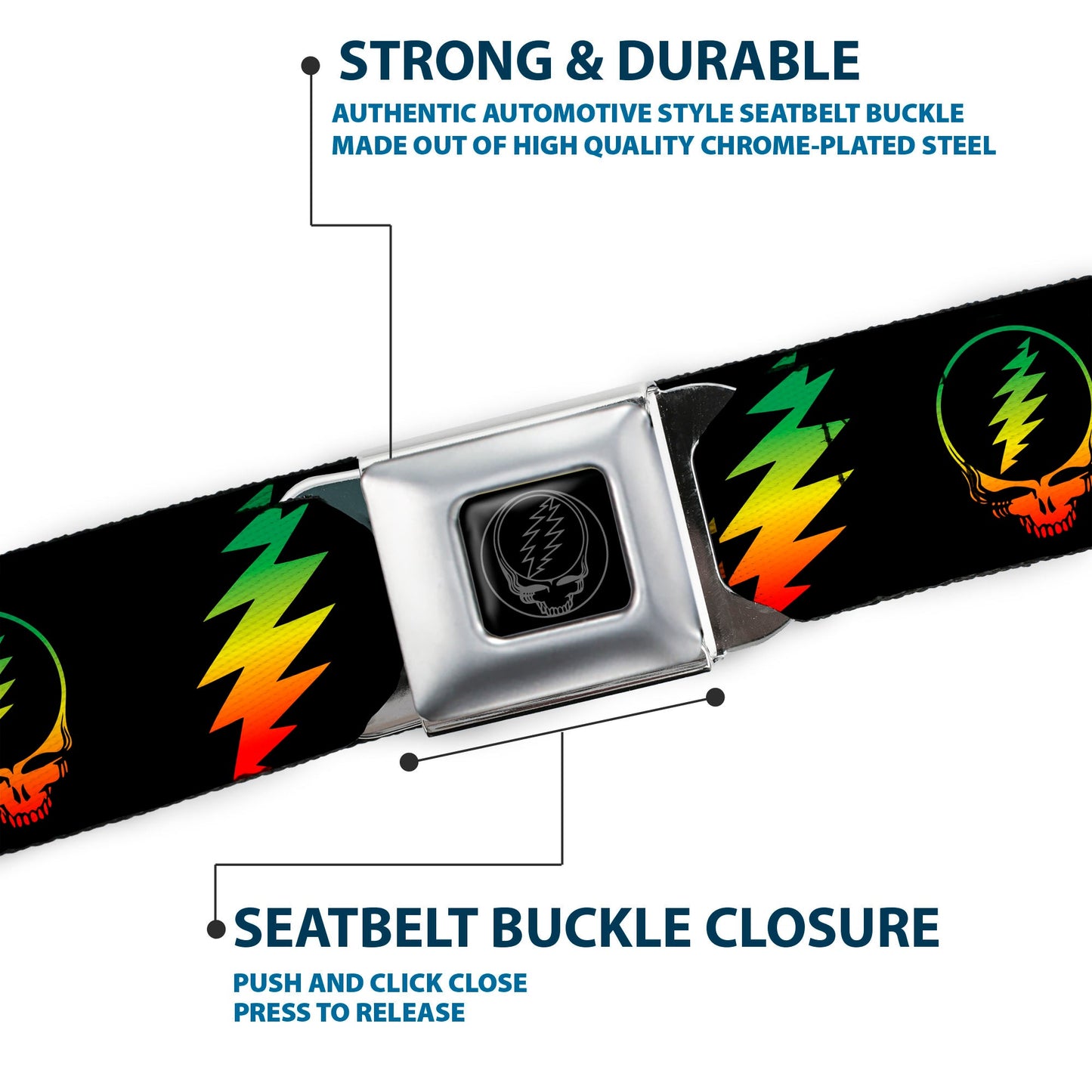 Grateful Dead Steal Your Face Black Seatbelt Belt