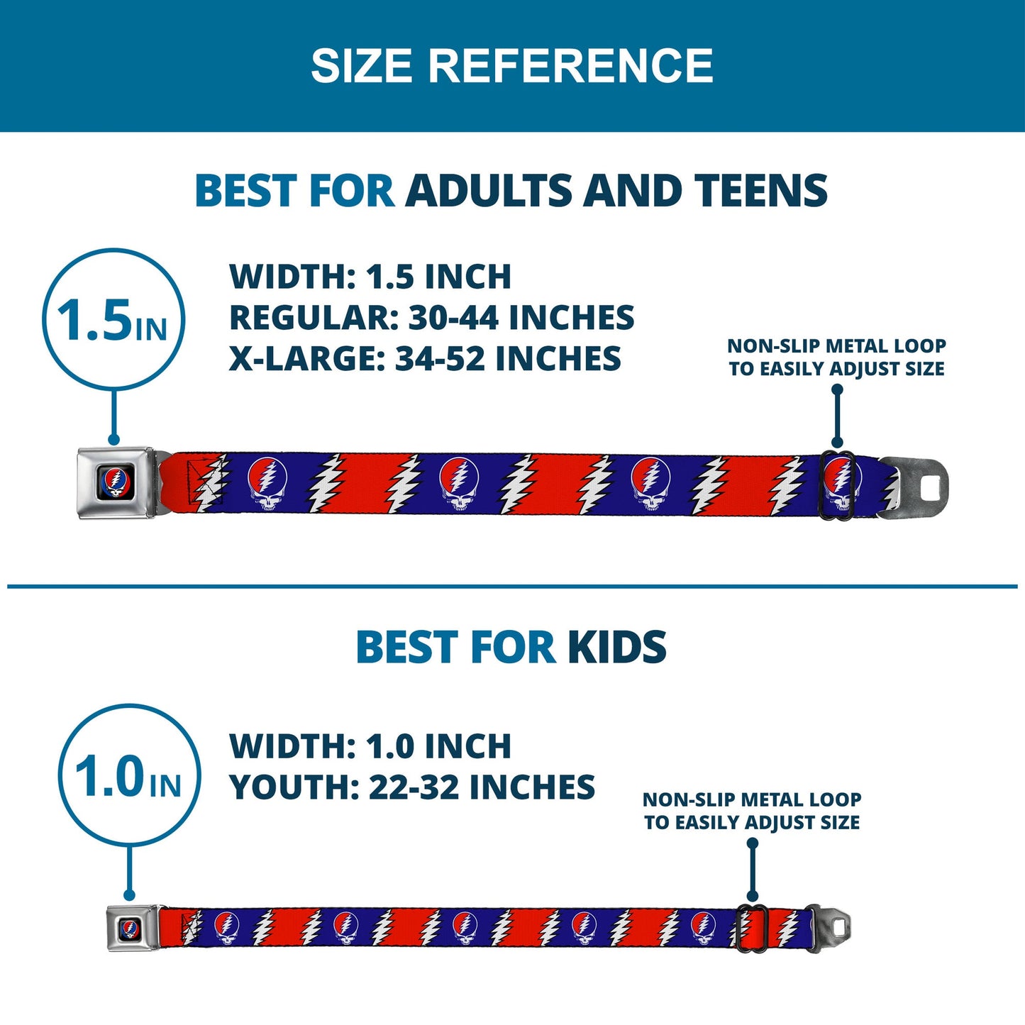 Grateful Dead Steal Your Face Seatbelt Belt