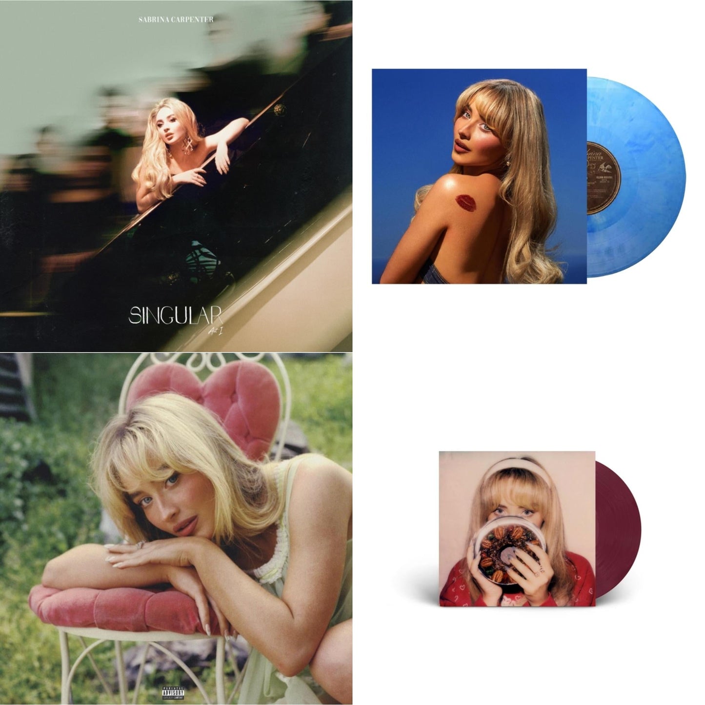 Sabrina Carpenter - Singular Act I & Short N Sweet (X) (Light Sky LP Vinyl) & Short N Sweet (Vintage Bottle LP Vinyl) & Fruitcake (Fruit Punch LP Vinyl/Ep)