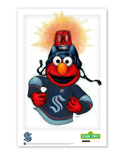 Elmo Loves Goals! x NHL Kraken Limited Edition Art Print