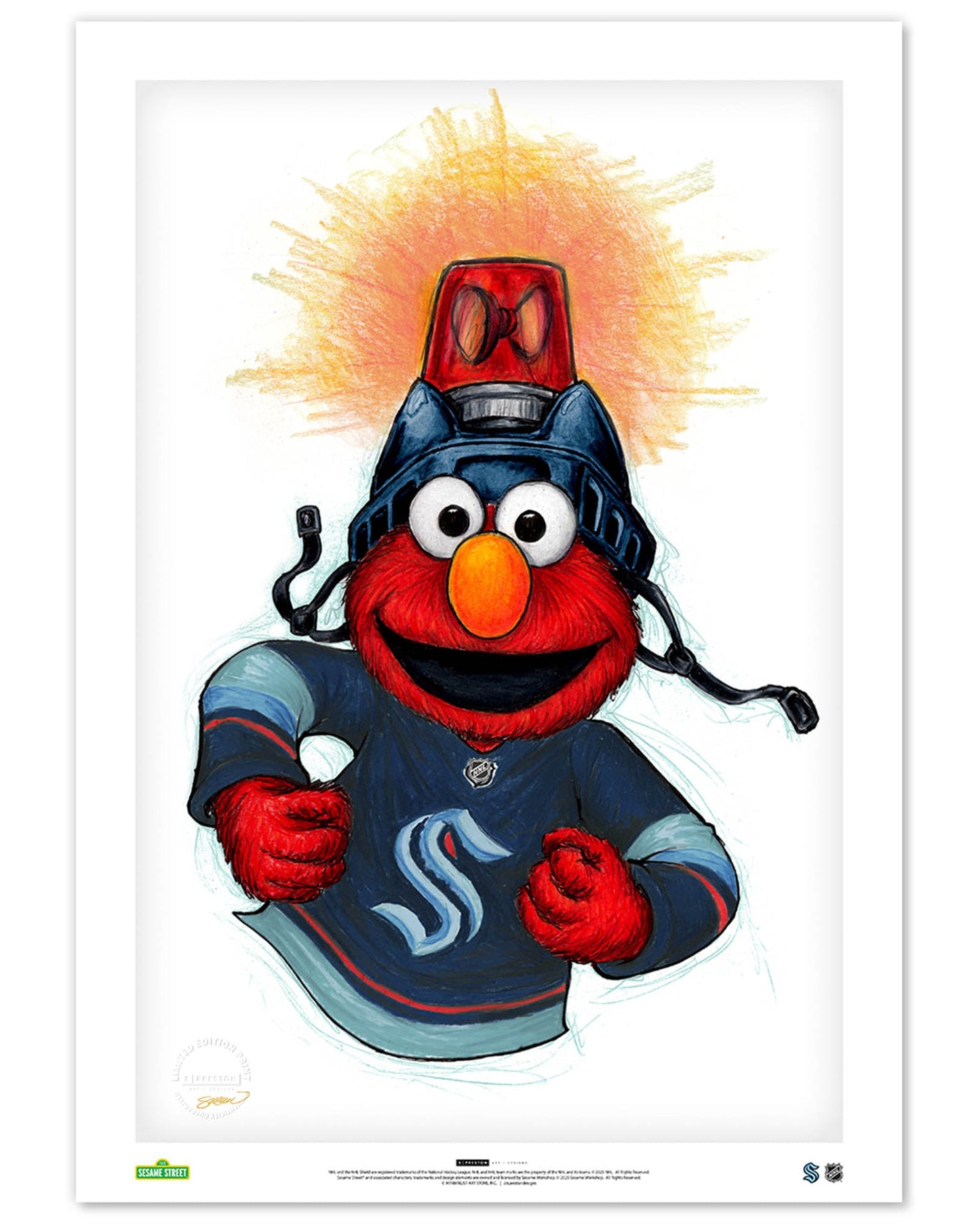 Elmo Loves Goals! x NHL Kraken Limited Edition Art Print