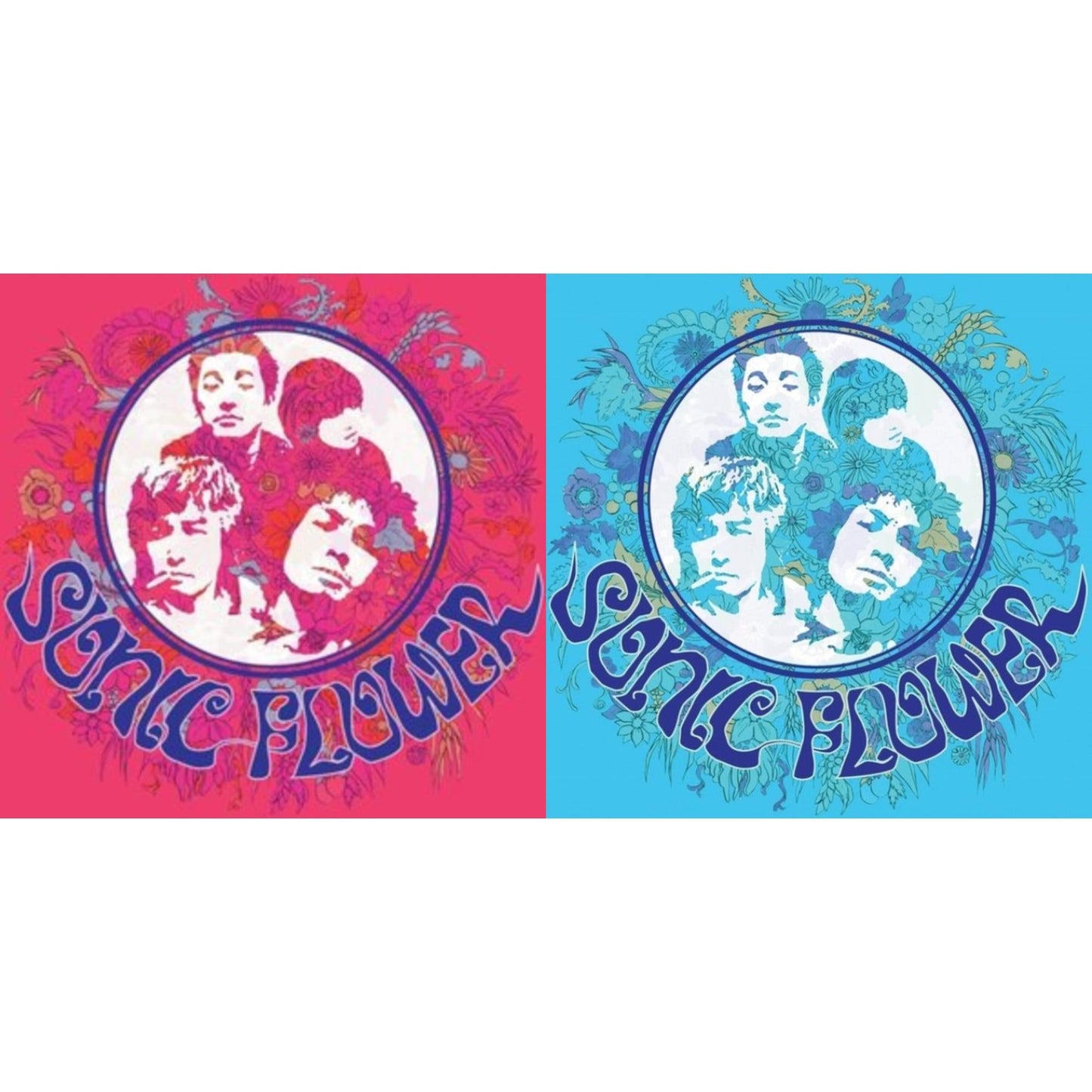Sonic Flower - Sonic Flower (Alternate Cover) (Pink/Blue/White LP Vinyl) & Sonic Flower (Transparent Blue/White/Solid Blue Striped LP Vinyl)