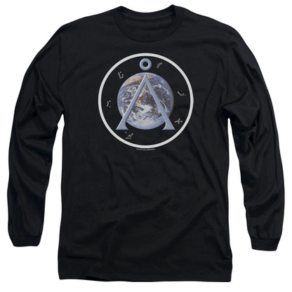 Sg1 Earth Emblem Mens Long Sleeve Shirt Black Officially Licensed