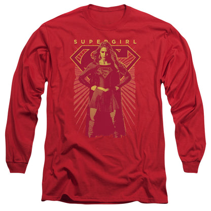 Supergirl Ready Set Mens Long Sleeve Shirt Red Officially Licensed