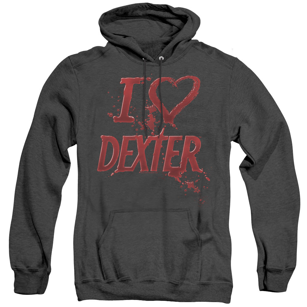 Dexter I Heart Dexter Heather Mens Hoodie Black Officially Licensed