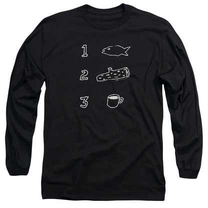 Twin Peaks Coffee Log Fish Mens Long Sleeve Shirt Black Officially Licensed