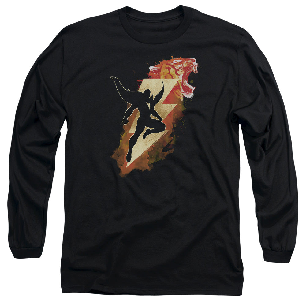 Shazam Movie Tiger Bolt Mens Long Sleeve Shirt Black Officially Licensed Officially Licensed