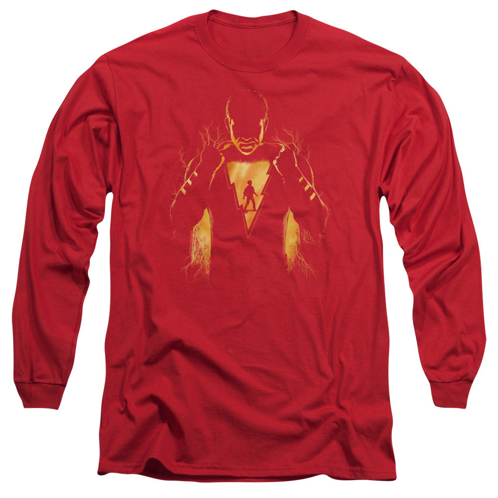 Shazam Movie Whats Inside Mens Long Sleeve Shirt Red Officially Licensed Officially Licensed