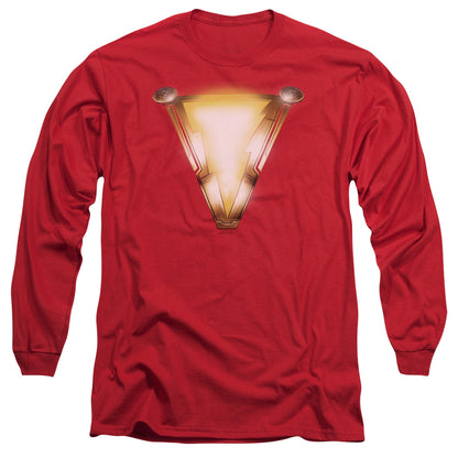 Shazam Movie Bolt Mens Long Sleeve Shirt Red Officially Licensed Officially Licensed