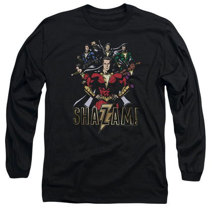 Shazam Movie Group Of Heroes Mens Long Sleeve Shirt Black Officially Licensed Officially Licensed