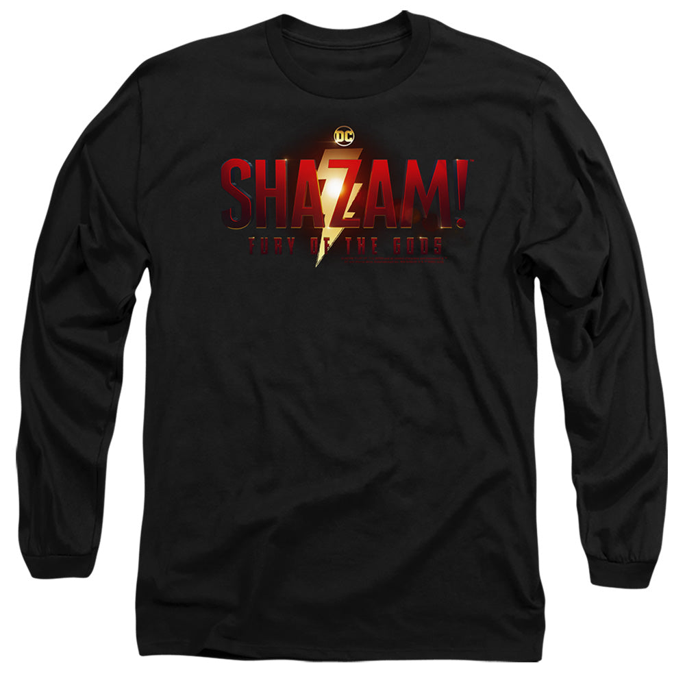 Shazam! Fury Of The Gods Fury Of The Gods Movie Logo Mens Long Sleeve Shirt Black Officially Licensed