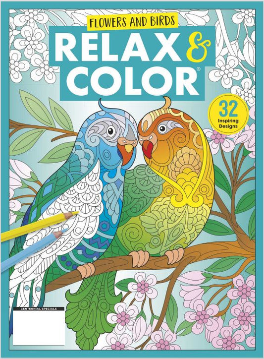 Relax and Color - Flowers and Birds Coloring Book: 32 Inspiring Designs, Riddles, Puns and Jokes with Each Image Plus Learn Interesting Facts About Nature's Marvels!
