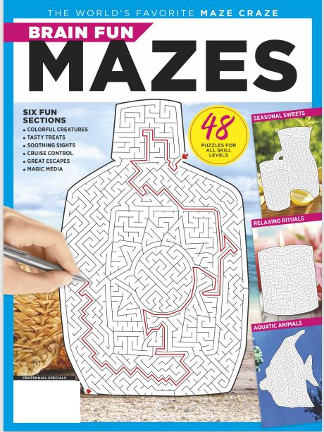 Brain Fun - Mazes: 48 Puzzles For All Skill Levels, Six Sections: Colorful Creatures, Tasty Treats, Soothing Sights, Cruise Control, Great Escapes, Magic Media