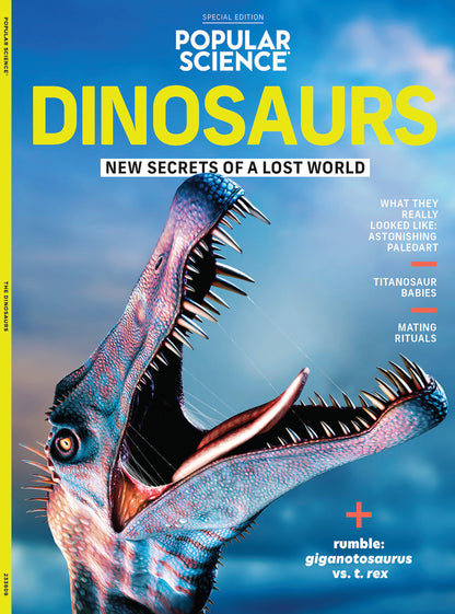 Popular Science - Dinosaurs: Secrets, Paleoart Insights, Titanosaur, T. rex, Mating, Giganotosaurus, Fossils, Asteroid, Avian Descendants, Mammal Mysteries, Dynasty, Arctic Habitat & Endgame Theories!