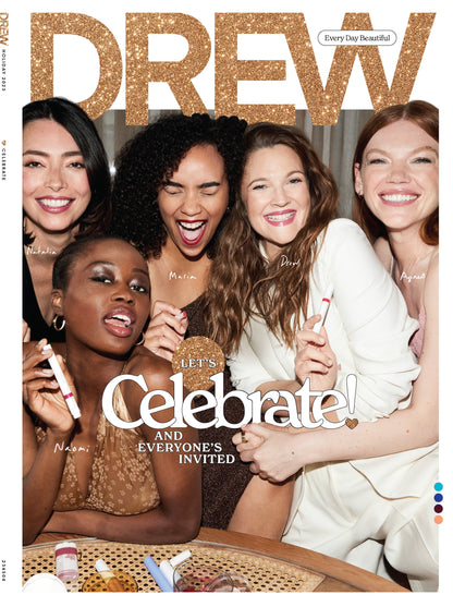 DREW Barrymore Magazine - Celebrate! Winter 2023: Pro Party Planning Tips & Tricks, Gift Guide, Recipes, Holiday Must-Haves, Festive Makeup, Playlist, Boost Mood, De-Stress, Astrology & 2024 Travel!