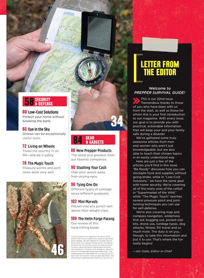 Prepper Survival Guide - Are You Ready? No. 22: Bugging Out, Critical Tips To Say Alive, Navigation 101, Stock The Pantry, Drones, Improve Fitness, Dog Attacks, First Aid Skills, New Gear & More!