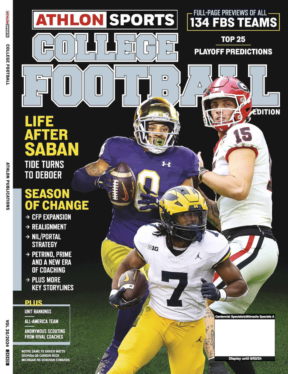 College Football Preview - Athlon Sports 2024: 134 FBS Teams Previews, Life After Saban, Top 25 Playoff Predictions, CFP Expansion, Realignment, NIL/Portal Strategy, Key Storylines, Unit Rankings & More!