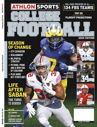 College Football Preview - Athlon Sports 2024: 134 FBS Teams Previews, Life After Saban, Top 25 Playoff Predictions, CFP Expansion, Realignment, NIL/Portal Strategy, Key Storylines, Unit Rankings & More!