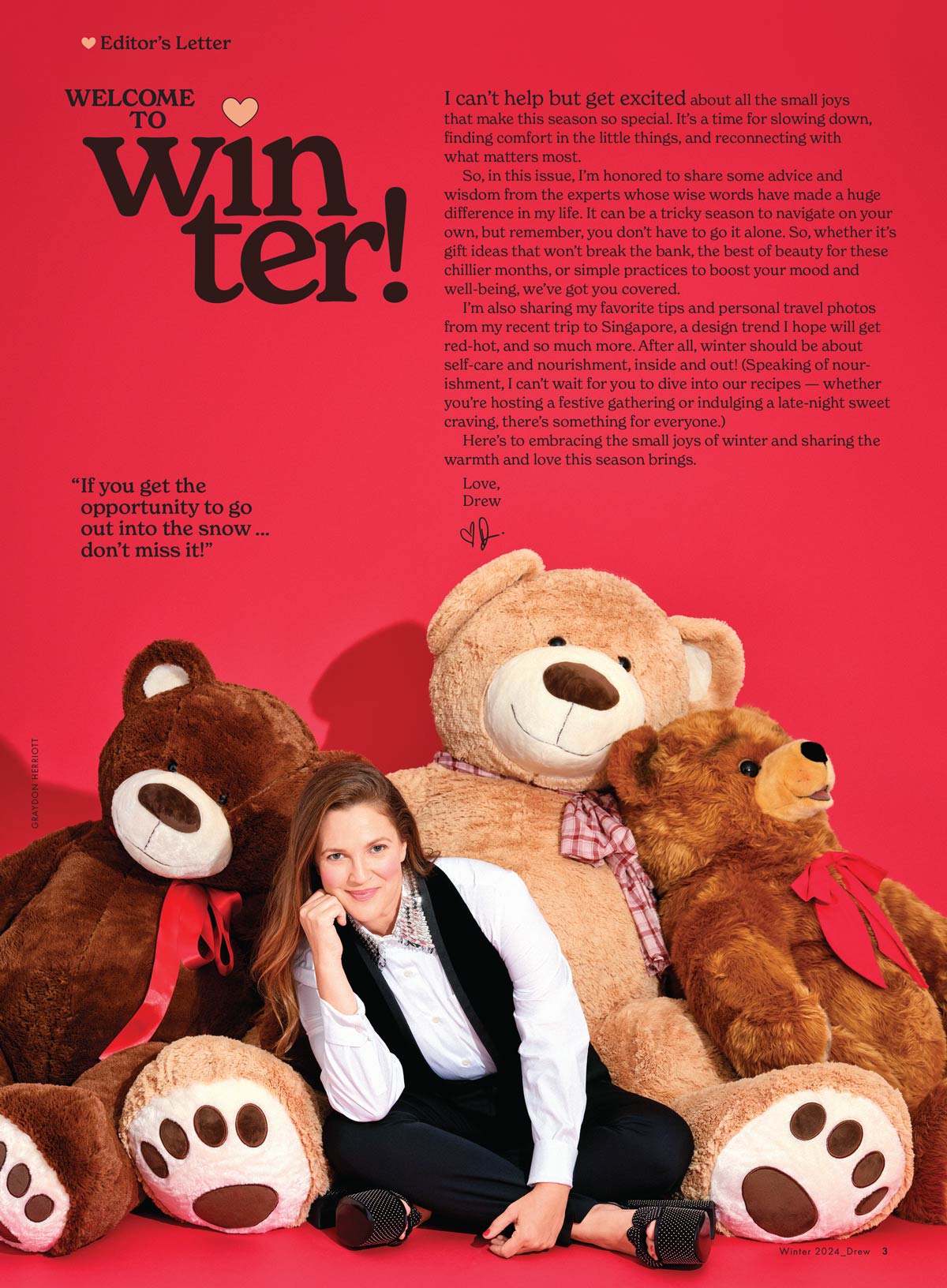 DREW Barrymore Magazine - Winter 2024 Issue: 100+ Holiday Ideas, Budget-Friendly Gift Guide, Cold Weather Beauty Tips, How To Boost Mood & Less Stress, Design Notes, Featuring Quinta Brunson & More!