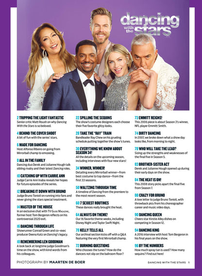 TV Guide - Dancing With The Stars: 20th Anniversary Special, Mirrorball Winners, Behind-The-Scenes Secrets, Memorable Celebrity Moments, Derek & Julianne Hough, Carrie Ann Inaba, Bruno Tonioli & More!