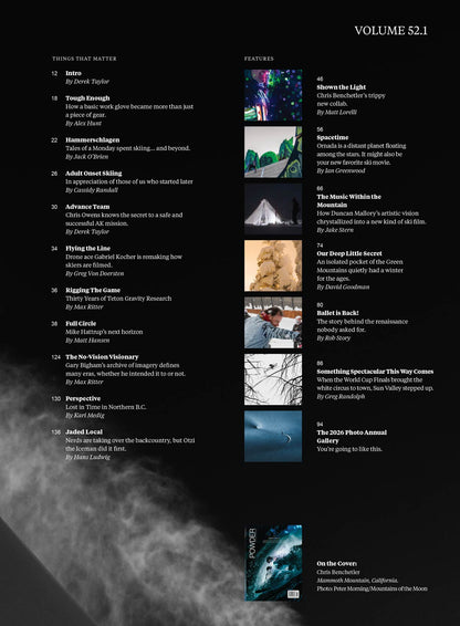 Powder: The Skier's Magazine - 2026 Photo Annual: The Beauty Of The Green Mountains, Mike Hattrup’s Next Chapter, Epic Ski Films, The White Circus In Sun Valley, Gary Bigham Spotlight & More!