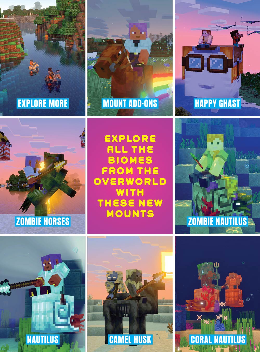 Minecraft - The Ultimate Guide: Mounts Of Mayhem, Stranger Things Turned Upside Down, Coral Zombie Nautilus, Everything About The Zombie Camel, Testing The Latest Mobs, Easter Eggs, Tips, Tricks & More!