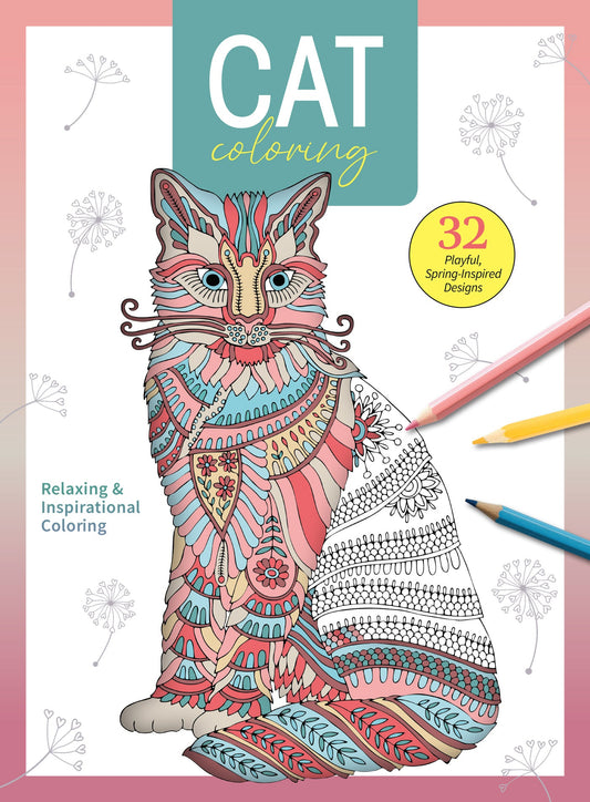 Cat Coloring - 32 Playful, Spring-Inspired Designs, Relaxing & Inspirational Coloring, Kitties Sleeping, Playing, Posing, Adult Coloring Book, Unleash Your Inner Artist, Boost Creativity & Draw!